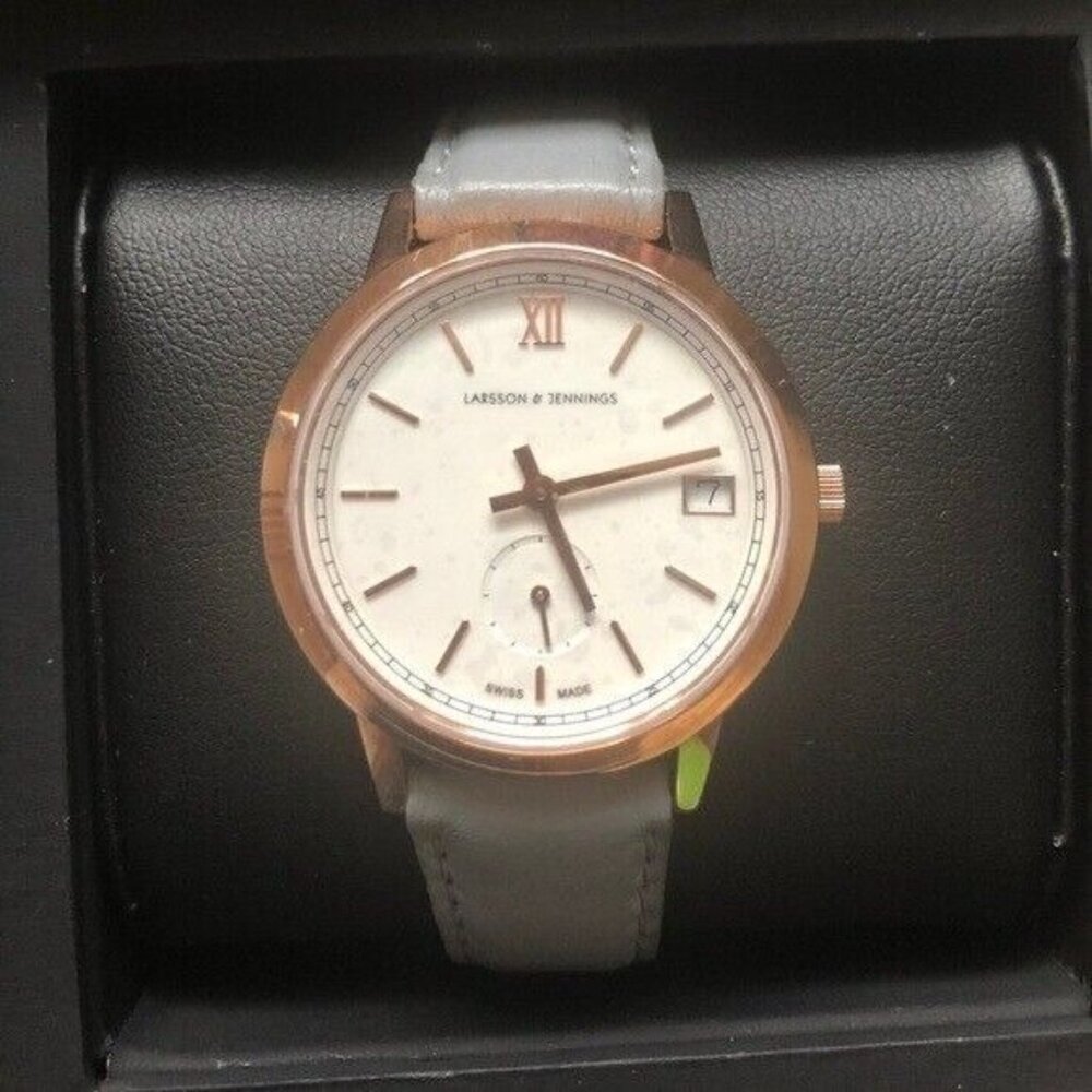 Larsson Jennings Watch Made In Switzerland Gray Rose Gold Plate W000003